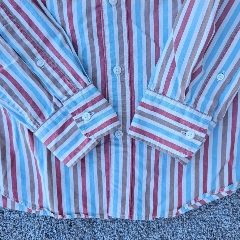 J.Crew Untucked Slim Organic Cotton Stretch Secret Wash Poplin Striped Shirt S